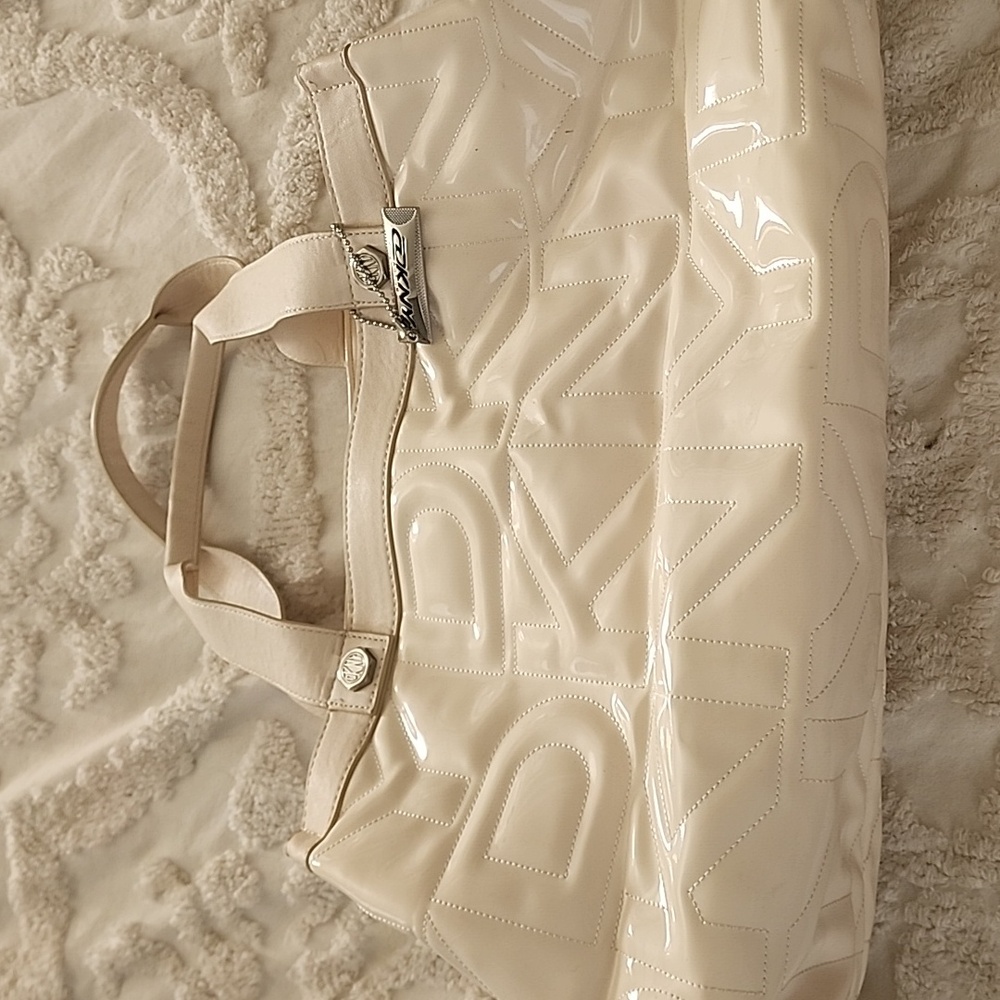 DKNY large cream vinyl bag